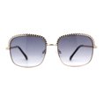 thumbnail image 2 of Understated Rectangle Chain Jewel Brow Trim Fashion Sunglasses Gold Smoke, 2 of 4