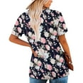 thumbnail image 6 of IROINNID Women Summer Tunic Round Neck Floral Printed T-Shirts Casual Short Sleeve Blouse Pleated Tops With Ruffle Hem Clearance Under 10$, 6 of 8