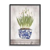 Stupell Industries Traditional Daffodil Flowers Porcelain Pattern Bowl Countryside Flowers,11 x 14, Design by Linda Spivey