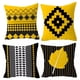 thumbnail image 1 of Juego De Fundas De Almohadas Estampadas 45×45cm, 4 Piezas Liso Amarillo Con Negro Hoja, 1 of 6