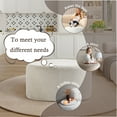 thumbnail image 4 of DREAMSIDEA Large Stuffed Pouf Ottoman, Linen Poufs Foot Stool with Foam Chunk Filling, 44 X 32 Floor Poufs Footrest for Living Room, Light Sand\Brown, 4 of 5