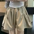 thumbnail image 4 of LEBONYARD Womens Summer Shorts,Lightweight Women's Shorts for Daily Use,Womens Large Pocket Elastic High Waisted Loose Wide Leg Workwear Shorts Khaki M, 4 of 4