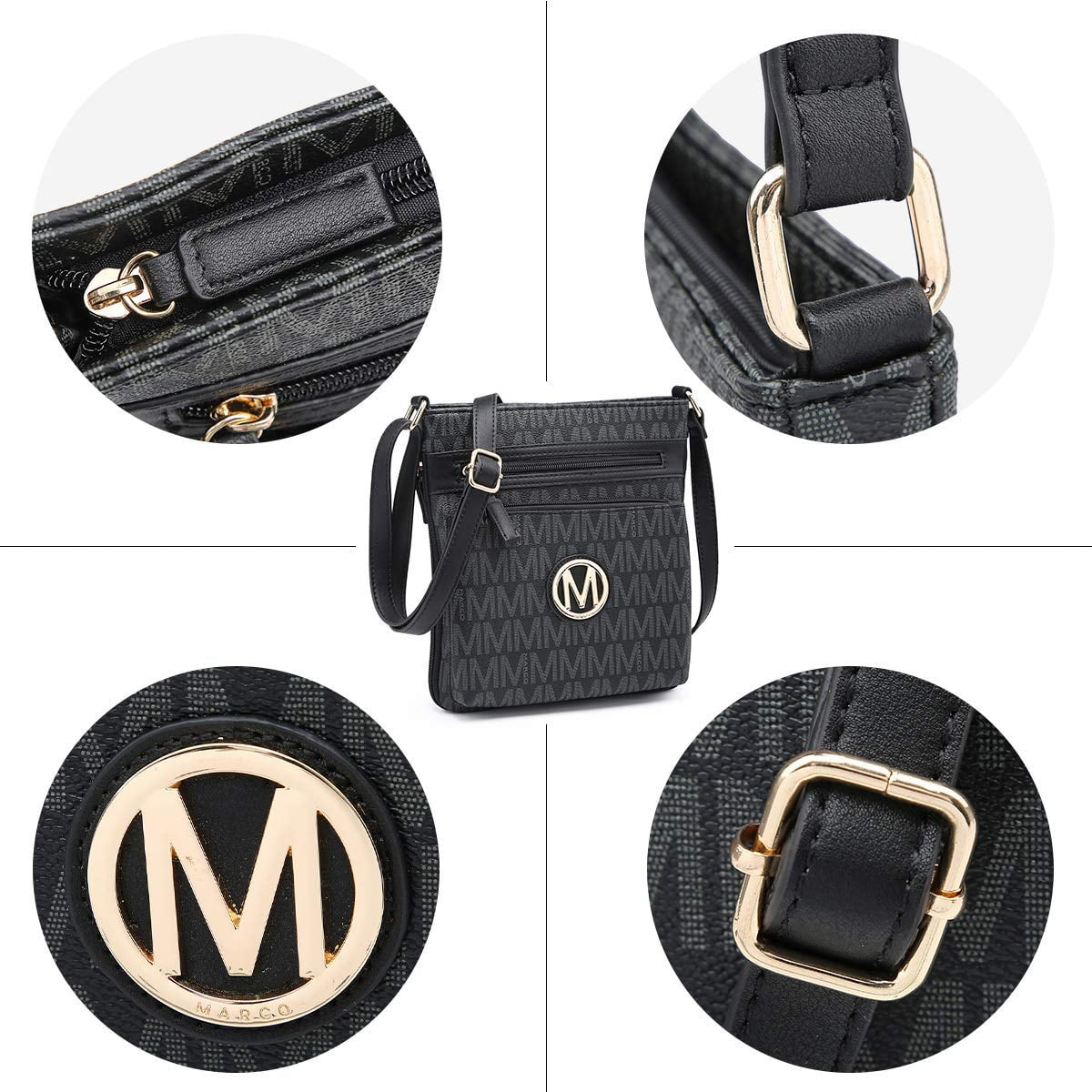 M MARCO Crossbody Purses for Women Multi Pockets Large Crossbody Bags Signature Crossover Shoulder Hobo Bags Monogram