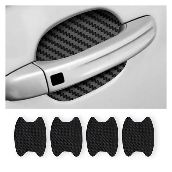 4 pegatinas de fibra de carbono antiarañazos para puerta de coche, protector de taza que no deja marcas, película protectora universal para la mayoría de las manijas de coche (negro/4 piezas)