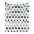 thumbnail image 1 of Tattoo Soft Flannel Fleece Throw Blanket, Panda Bear Portraits Mascots Pattern for Children in Black and White, Cozy Plush for Indoor and Outdoor Use, 70" x 90", Black White, by Ambesonne, 1 of 6