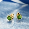 thumbnail image 3 of Gem Stone King 1.00 Ct Round 5mm Green 18K Yellow Gold Plated Silver Kitty Cat Stud Earrings for Women Men, 3 of 4