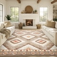 thumbnail image 6 of 9'x12' Area Rugs for Living Room, Machine Washable Non-Slip Carpet, Soft Faux Wool Low Pile Moroccan Farmhouse Western Rug, Camel, 6 of 6