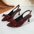 thumbnail image 6 of Miluxas Bow Slingback Kitten Heels for Women - Patent Leather Pointed Toe Pumps, Perfect for office, Bridal Events, Date Night and Special Occasions Wine 9(42), 6 of 9