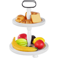 thumbnail image 3 of Urban Deco Wooden Decorative Tray Two Tiered Tray Round Serving Tray (White), 3 of 8