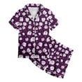 thumbnail image 4 of WEAIXIMIUNG Ensemble 2 Pcs Pyjamas pour Enfants Enfants Imprimé Graphique Chemise à Boutons à Manches Courtes Shorts Ensemble de Pyjama 12-13 Ans, 4 of 5
