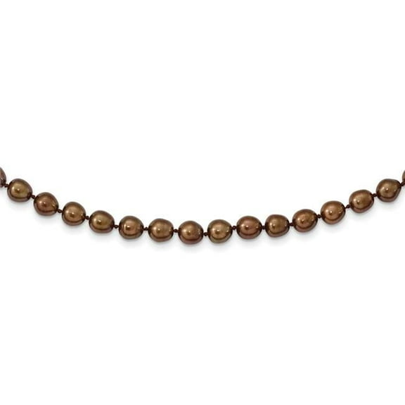 14k 7-8mm Brown Rice Freshwater Cultured Pearl 18 inch Necklace XF431