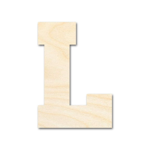 Unfinished Wood Varsity Team Font - L Shape 6" / 1/8"