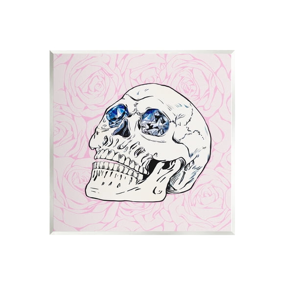 Stupell Pink Roses Crystal Eyes Skull Beauty & Fashion Painting Wall Plaque Unframed Art Print Wall Art