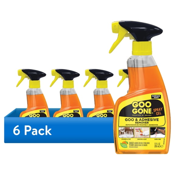 (6 pack) Goo Gone Sticky Adhesive Remover, Spray Gel, Orange Citrus Scent, 12 Fl Oz.