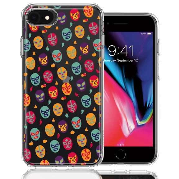 MUNDAZE For Apple iPhone 6/7/8/SE Lucha Libre Masks Design Double Layer Phone Case Cover