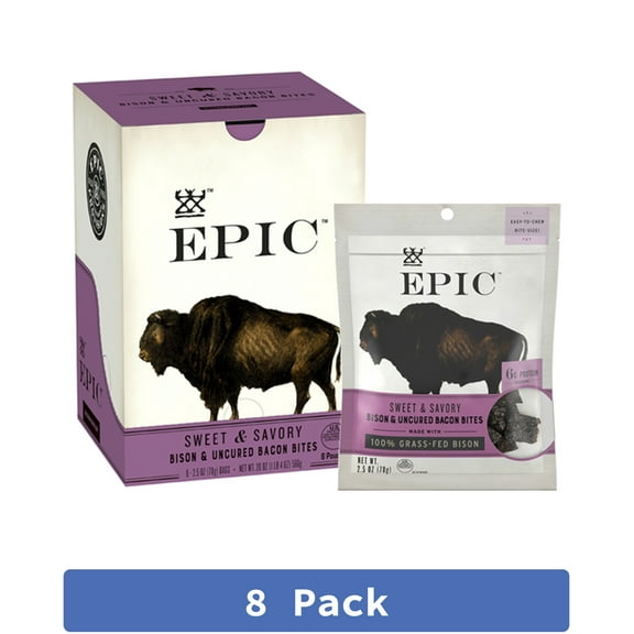 Epic Jerky Bison Bacon Chia Bites 2.5 Ounces Pack of 8