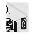 thumbnail image 2 of Auto Mechanic Soft Flannel Fleece Throw Blanket, Pictogram Style Repairing Themed Car and Mechanical Monochrome, Cozy Plush for Indoor and Outdoor Use, 70" x 90", Charcoal Grey White, by Ambesonne, 2 of 5