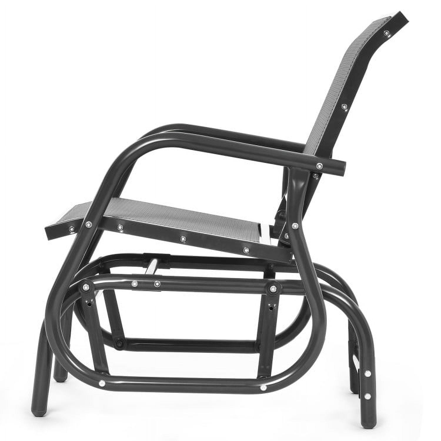 Spaco Outdoor Single Swing Glider Rocking Chair with Armrest-Brown, Outdoor Glider Rocking Chair Cushion Lawn for Porch,Backyard,Indoor and Garden, Gray