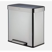 16 Gallon Stainless Steel Trash Can Dual Compartment Step On Garbage Bin