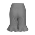 thumbnail image 6 of Tsesme Women's Ruffle Hem Shorts, Summer Knee Length Slim Yoga Flared Pants,Stretch High Waisted Athletic Casual Shorts with Pockets,Gray,M, 6 of 9