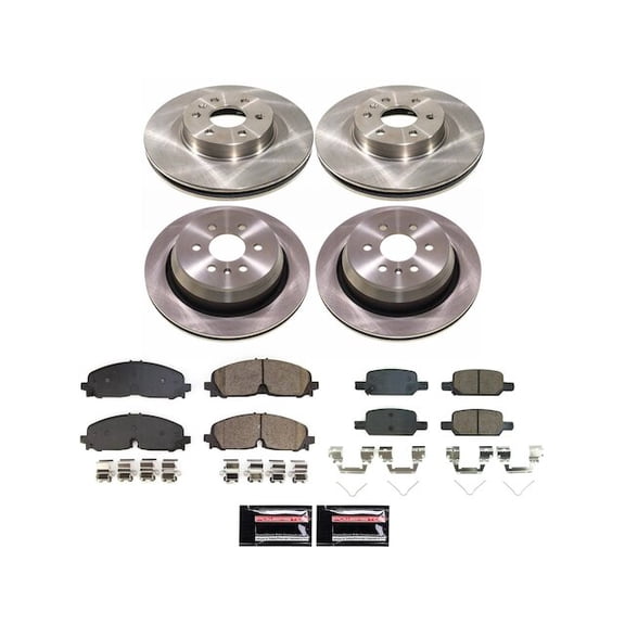 Front and Rear Brake Pad and Rotor Kit - Compatible with 2021 - 2022 Chevrolet Colorado - Power Stop