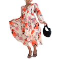 thumbnail image 3 of Robes Boho Élégantes à Manches Longues Imprimé Floral Col en V Automne Décontracté Plage Fête Robe Fluide, 3 of 7