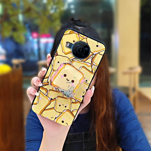 LYM-Phone Case For Nokia X100, Cartoon Simplicity Waterproof Anti-knock Glitter Durable Skin feel silicone Quicksand Fashion Design Dirt-resistant Soft Case Kickstand TPU protective Cute