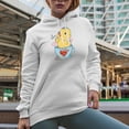 thumbnail image 2 of Distressed Hi Chicky, Let's Have Some Spring Tea - Chick in a Cup Art Merch Gift, White Hooded Sweatshirt or Hoodie, Medium, 2 of 5