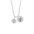 thumbnail image 2 of Delight Jewelry Silvertone AB Crystal Ship Wheel - Direction Silvertone Script Initial Disc - P - Charm Necklace, 20"+3", 2 of 4
