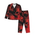 thumbnail image 1 of Balery Red And Black Abstract Skull Conjunto de Pijama con Estampado para Mujer, Conjunto de Dos Piezas con Manga Larga, Ropa de Dormir Suave con Bolsillos, Pijamas Cómodos-Medium, 1 of 7