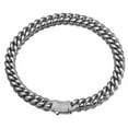 thumbnail image 2 of 6-14mm Hip Hop Stainless Steel Miami Cuban Link Chain Necklace Full Zircon Clasp, 2 of 5