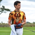 thumbnail image 3 of Pofeuu Sunset Meditating Dog Print Men's Loose Fit Midweight Short-Sleeve Pocket Polo-Large, 3 of 6