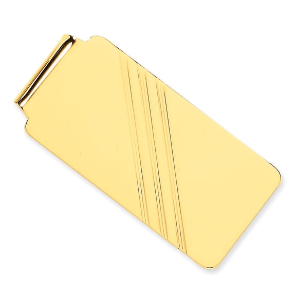 Beautiful 14k Men's Grooved Polished Money Clip