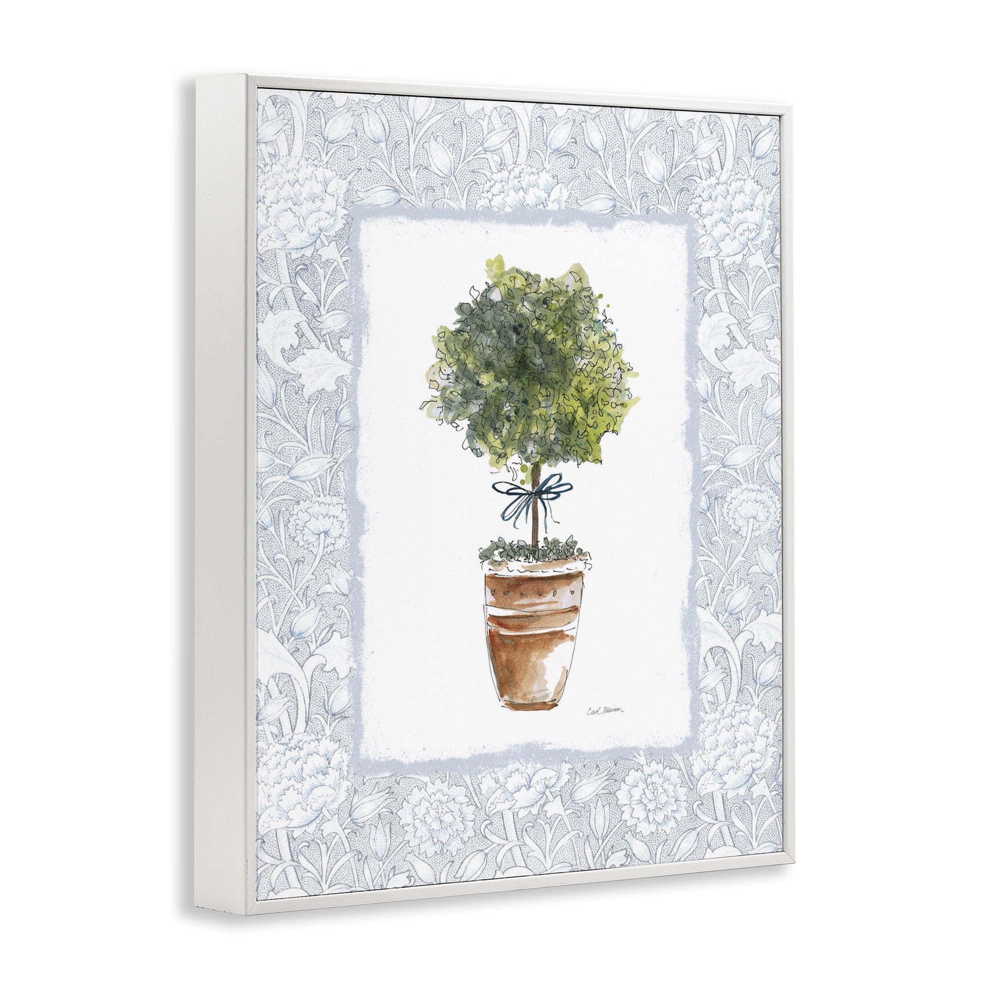 Stupell Industries Potted Topiary in Terracotta White Framed Giclee Art, design by Carol Robinson