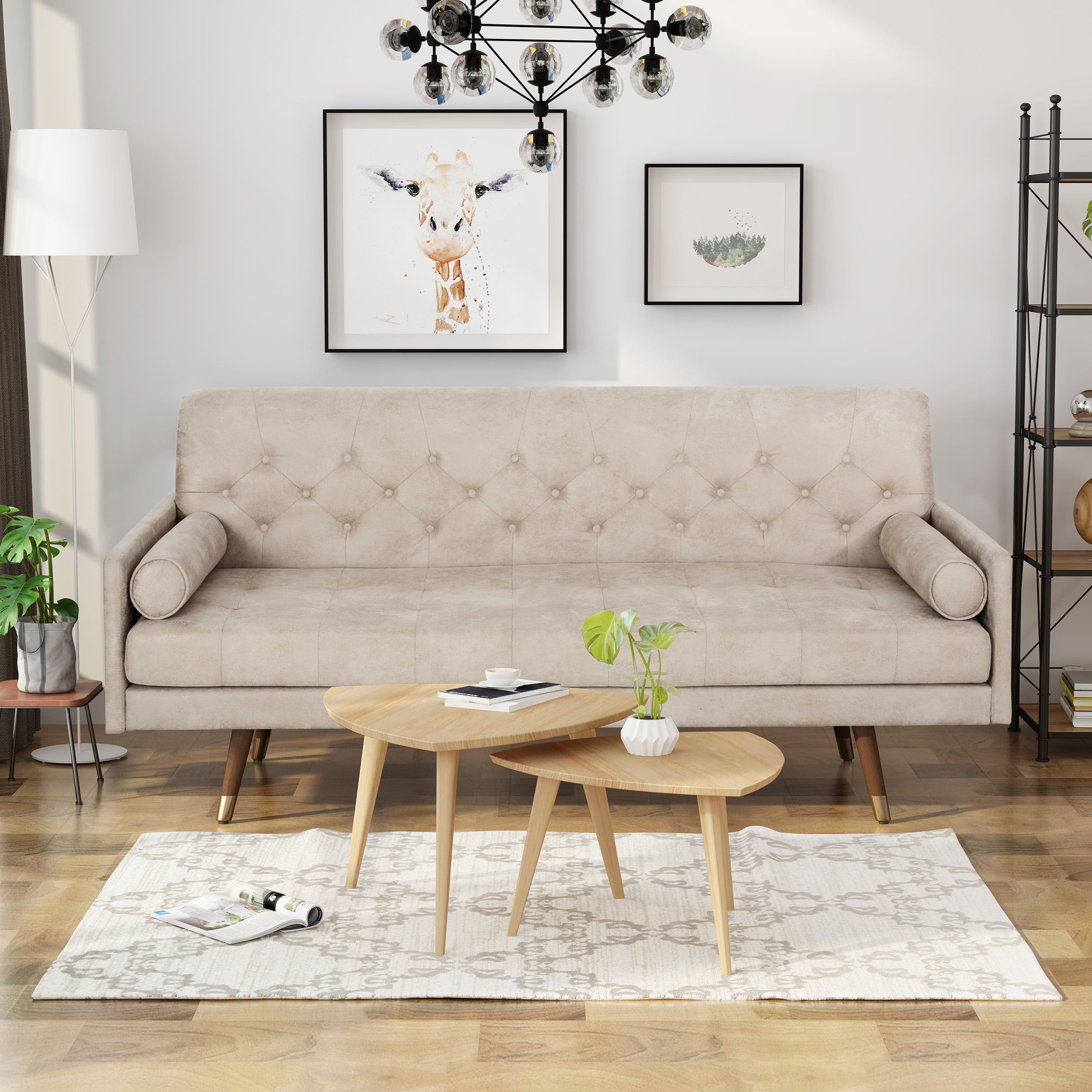 Noble House Kaliel Mid Century Modern Microfiber Sofa with