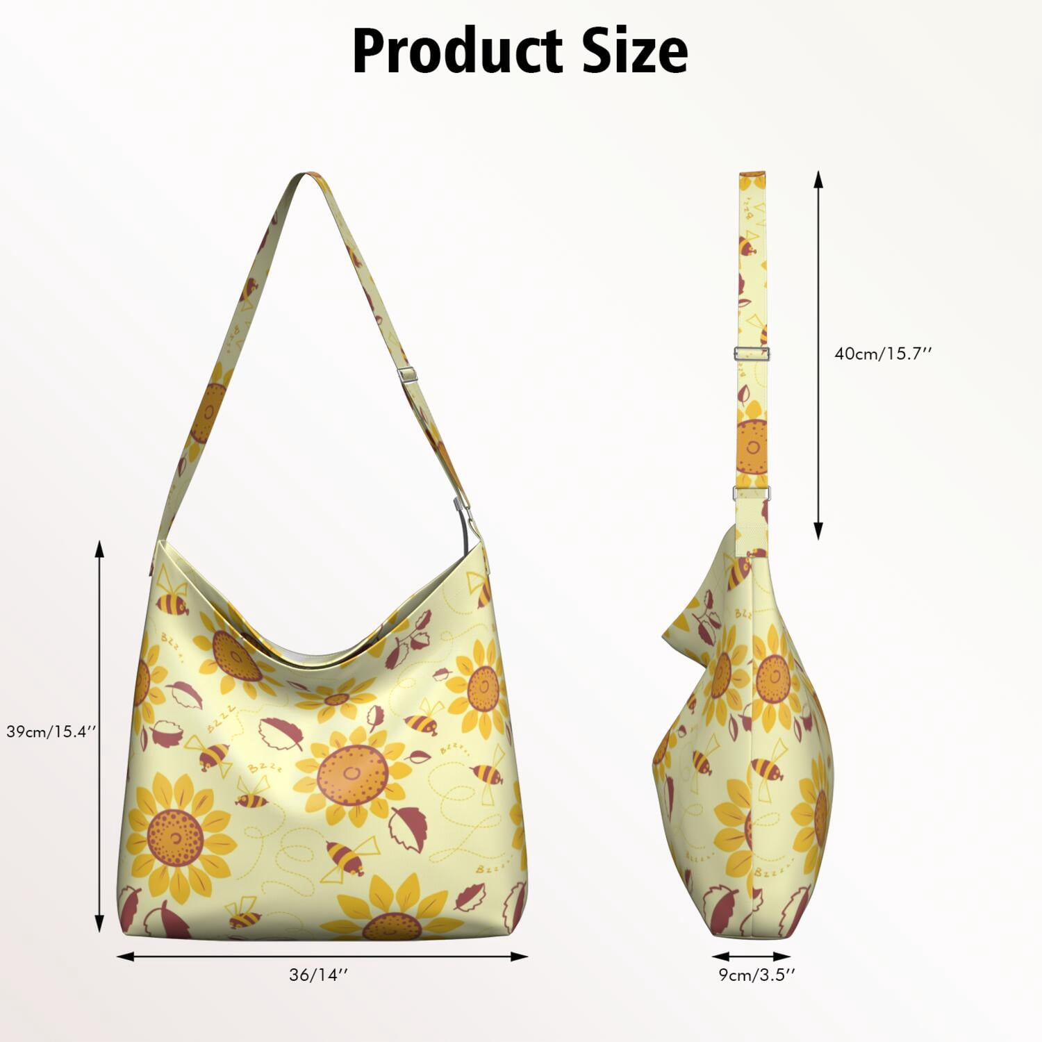 Country Inspired Sunflower Farm Theme Sling Bag - Spacious Work Bag with Multi-Pocket