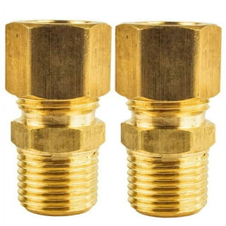 Legines Brass Compression Fitting, 90 Degree Elbow, 3/8 Compression x 3/8  Compression, Pack of 2