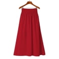 thumbnail image 4 of Aihuaihua Womens Boho Maxi Skirt Summer Eyelet Hollow Flowy Skirts High Waist Casual Skirt with Pockets A Line Pleated Vacation Skirts Red XXL, 4 of 6