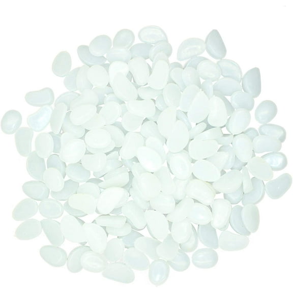 Dengmore 100Pcs Luminous Stone Glow in The Dark Pebbles Rocks Decor for Walkway Yard Grass Fish Tank White