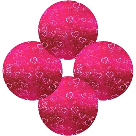 

SKYSONIC Valentine s Day Love Heart Round Placemats for Dining Table Non-Slip Heat-Resistant Polyester Table Mats 4 pack Washable Table Mats for Kitchen Dining Table Decoration
