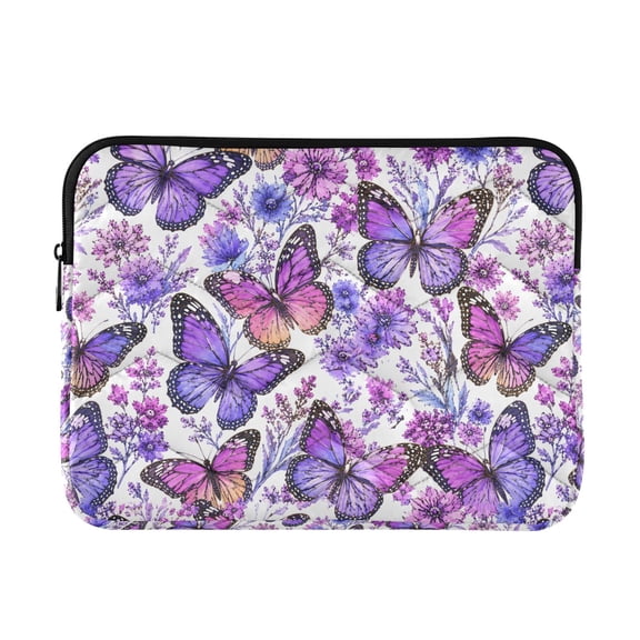 DIXRUYEE Multi-Layer Padded Purple Butterfly Pattern Laptop Sleeve Waterproof Shock Resistant Notebook Case for 13/14/15/16 Inch Laptops Office Slim Portable Computer Pouch