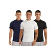 thumbnail image 4 of Lejafay 3Pcs Mens Mock Turtleneck Solid Color Pullover T-Shirt Short Sleeve Slim Fit Tops Undershirt Black&Blue&White XXL, 4 of 5