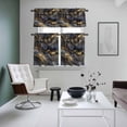 thumbnail image 5 of Brown Marble Kitchen Curtains Valances and Tiers Set of 3 Modern Abstract Art Black Grey Gold Marble Waves Tier Curtains and Valance with Rod Pocket for Small Windows, 27.5"x36", 5 of 9