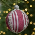 thumbnail image 2 of Northlight 4.75" Red and White Striped Ball Christmas Ornament with Rope Accent, 2 of 5