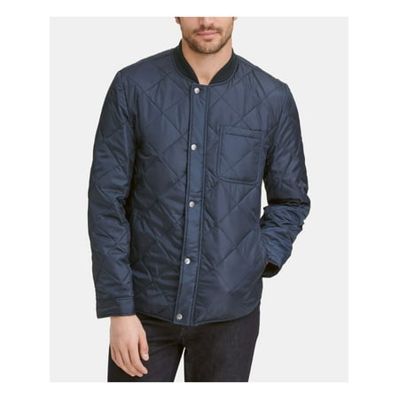 COLE HAAN Mens Navy Quilted Quilted Jacket S