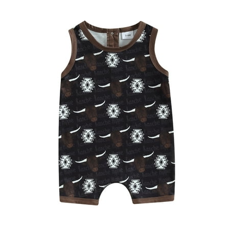 

Sunisery Baby Girls Boys Summer Casual Jumpsuit Sleeveless O Neck Cow/Dinosaur/Fish/Floral Print Romper