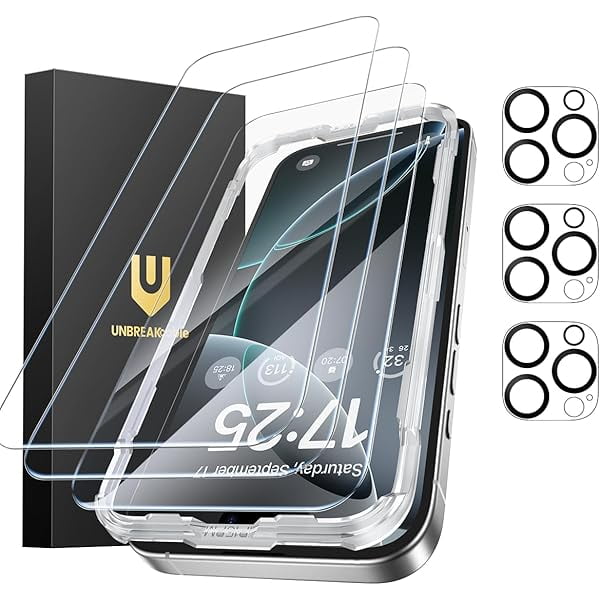 wonima11 UNBREAKcable iPhone 16 Pro Max Screen Protector 3-Pack, 3 Tempered Glass + 3 Camera Lens Protectors, 9H Hardness, HD Clarity, Anti-Fingerprint, Case Friendly, 6.9 Inch