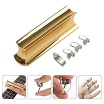 FONDOTIN 5Pcs Stainless Steel Tone Bars Guitar Slides with Metal Picks for Guitar Use