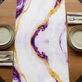 thumbnail image 5 of Marble Purple 108 Inch Table Runner, Gold Foil Ceramic Style Cracks Scratches Farmhouse Dresser Scarf Cotton & Linen Tablerunner for Dining/Kitchen Island/Holiday Party Décor 13" x 108", 5 of 9