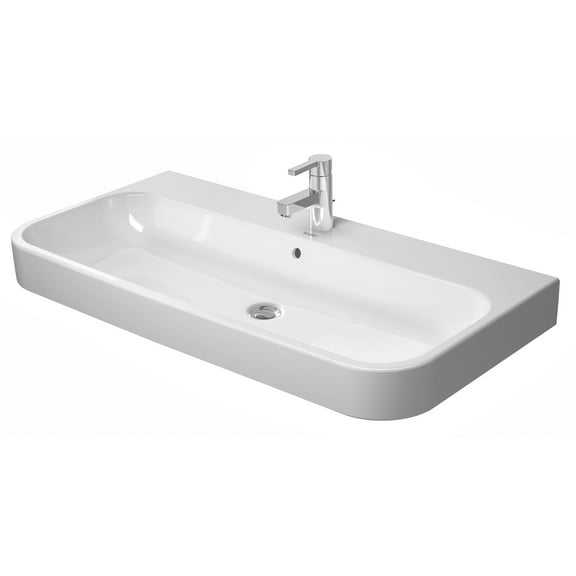 Duravit 231810-1Hole Happy D.2 40" Ceramic Vanity Top - White / Glazed Underside